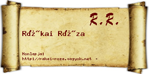 Rákai Róza névjegykártya